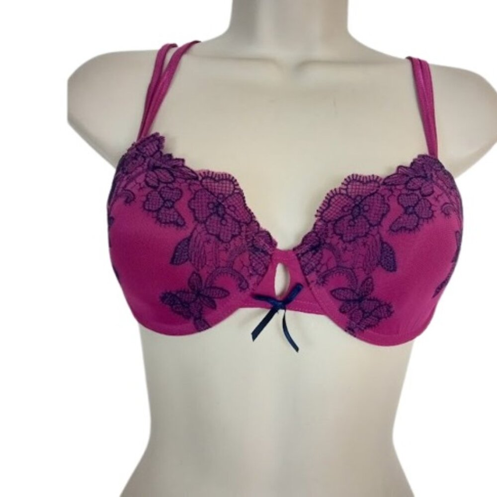 Biatta Intimates Womens Underwired Push Up Bra in Rasberry Rose 34C New